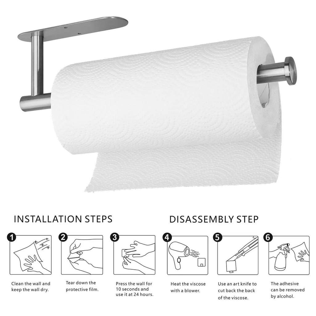 Selbstklebender schwarzer Papierhandtuchhalter aus Edelstahl – Ohne Nägel, ohne Bohren, zur Wandmontage