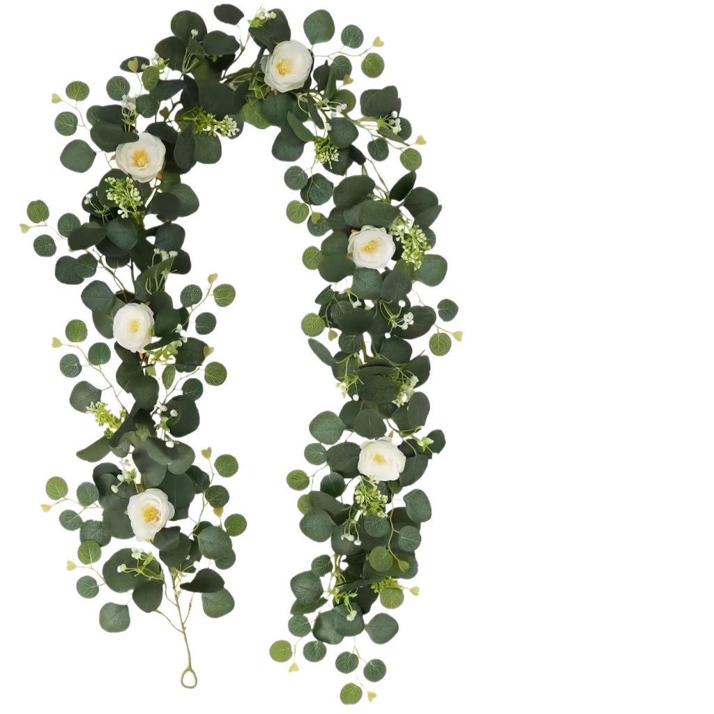 Artificial Rattan Rose & Eucalyptus Flower Vine