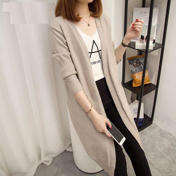 Jacket Spring and Autumn women's imitation knitted sweater new women's clothing Korean version medium and long threaded cloth women's cardigan loose