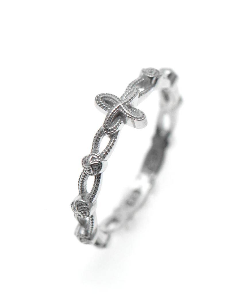 Vivus Rosette White Gold Silver Ring
