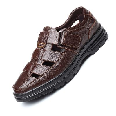 Moda Verão Sandálias Masculinas de Couro Respiráveis Sapatos de Couro de Vaca de Alta Qualidade Sandálias Antiderrapantes Confortáveis e Elegantes Sapatos Masculinos
