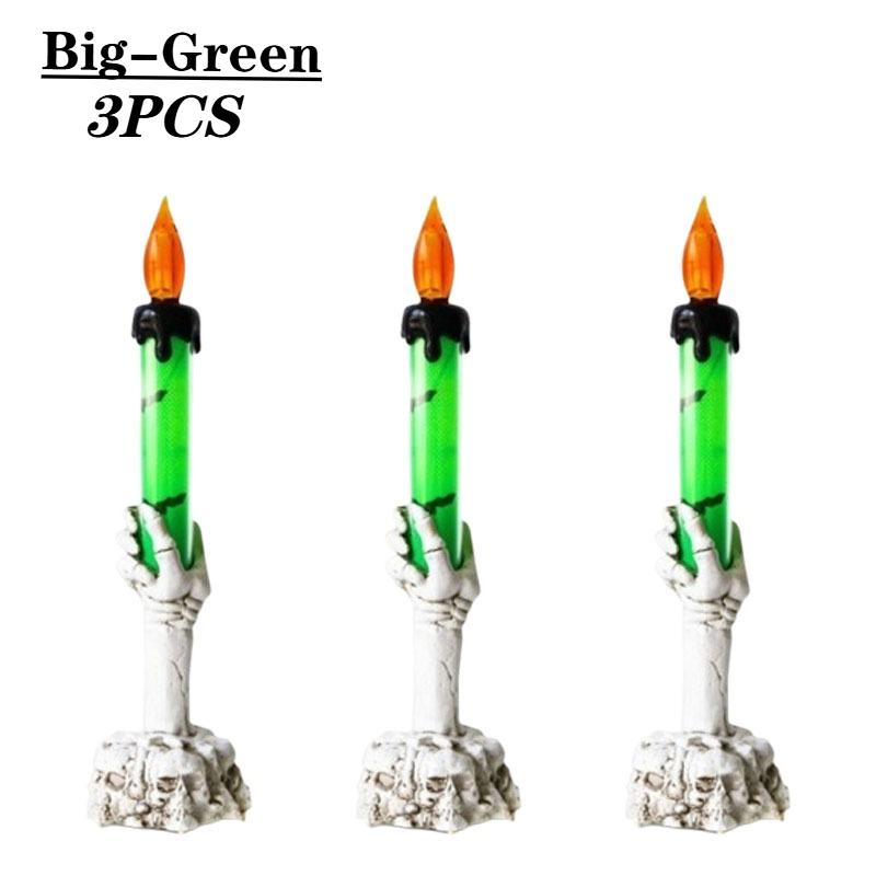 1-3PCS LED Skull Hand Candle Light Battery Operated Flame Effect HalloweenGothic Decoration for Haunted HouseTable Hanging Decor