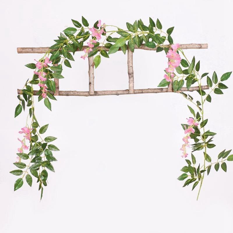 180cm Fake Ivy Wisteria Flowers Artificial Plant Vine Garland for Room Garden Decorations Wedding Arch Baby Shower Floral Decor KTY