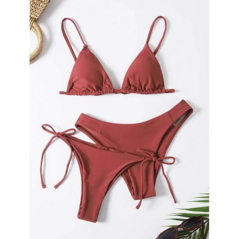 Mingyi Multi-Color Three-Piece Bikini Set - Solid and Stylish European & American Fashion Swimwear for Women