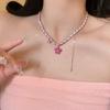 Summer Oil Drop Flower Zircon Love Pendant Necklace Fashionable Fresh Collarbone Chain Sweet Versatile Necklace