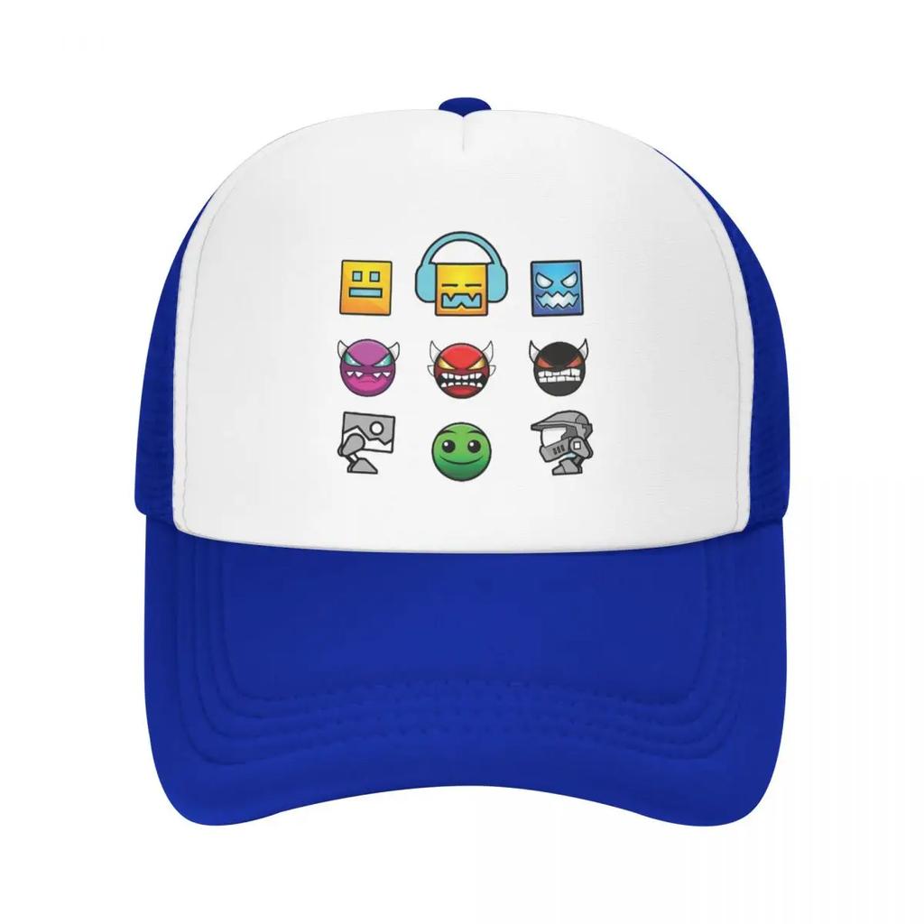 Geometry Dash Cap Fashion Casual Mesh Baseball Caps Adjustable Hat Hip Hop Summer Unisex Baseball Hats Polychromatic