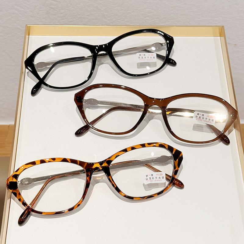 Fashionable Small-Frame Oval Reading Glasses Women'S Ins Style Blue Light Blocking Retro Black-Frame Presbyopia Glasses