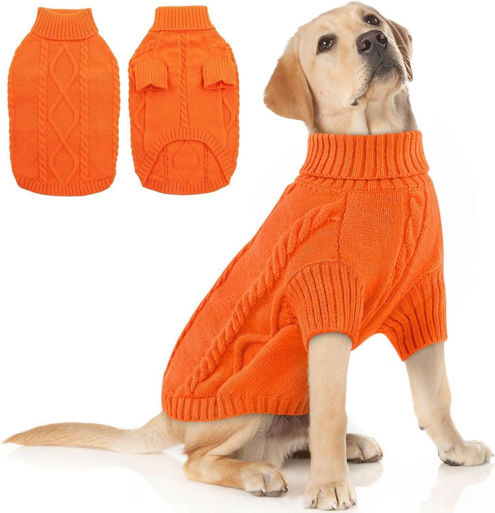 Dog High Collar Knit Sweater for Autumn/Winter 2025 - Solid Color Pet Clothing