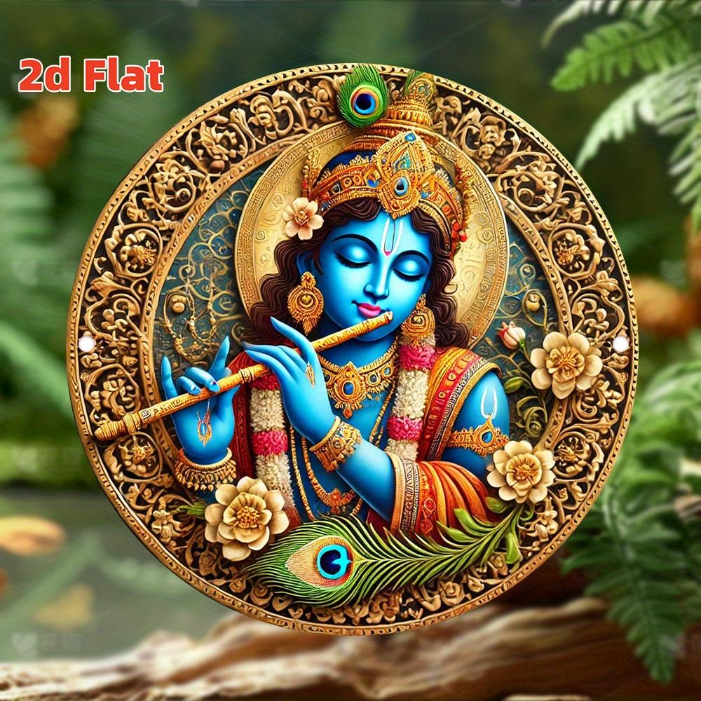 D Flat Wall Decoration Hindu God Decoration with Floral Pattern Waterproof Antifading Suitable for Homes Temples Cafes