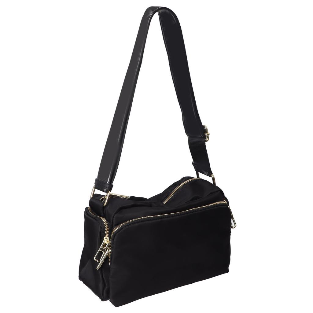 Single Shoulder Bag Golden Mark Black Strap with White Letters Fashion One Strap Messenger Bag Black Free Size
