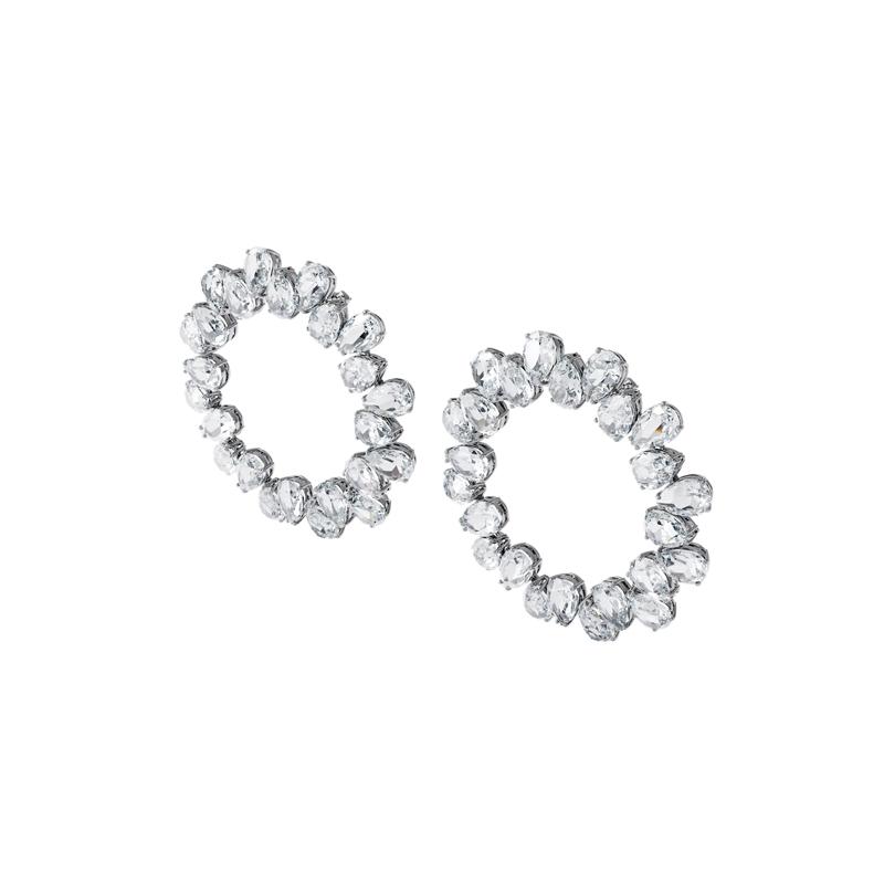 Swarovski Millenia Pierced Earrings Ring Cut, White, Rhodium Plated 5608814