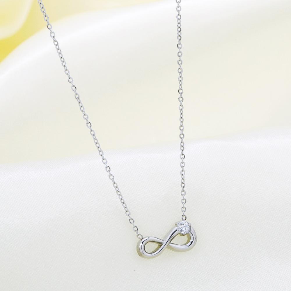 Women Necklace Infinite Loop Titanium Steel Zircon Jewelry Fashion Hypoallergenic No Fade