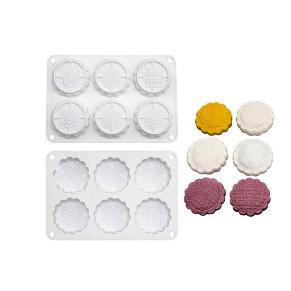 Silicone 6 Holes Mooncake Mold 3D Mung Bean Mold Practical Pastry Mold  for Home