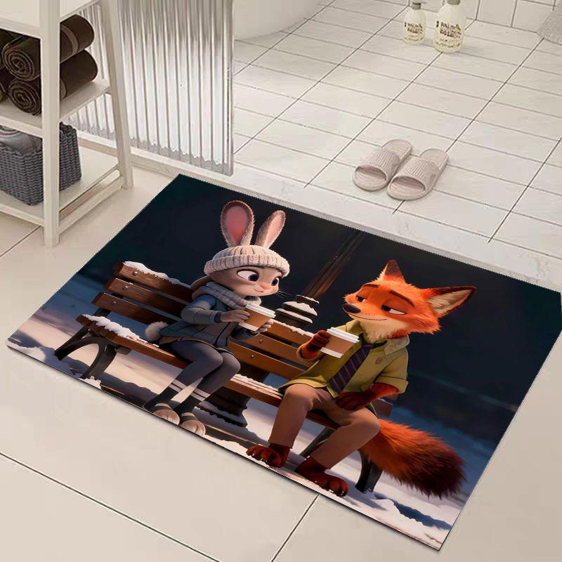 Cartoon Animal City Quick-Dry Non-Slip Bathroom Mat - Stain-Resistant & Water-Absorbent.