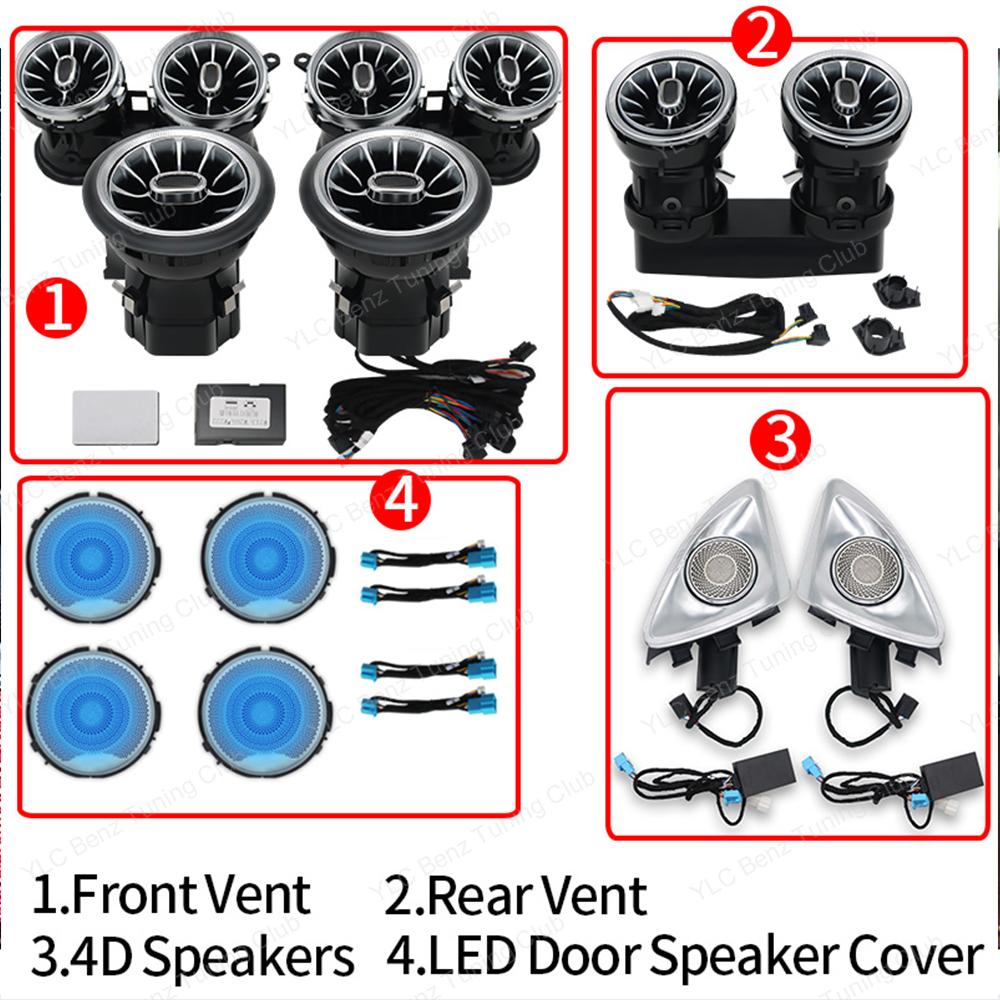 64 Colors LED Air Vents For Mercedes Benz W213 E-Class Coupe AMG E43 E53 E250 3D Rotating Tweeter Speaker Interior Ambient Light