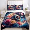 3pcs Skull Surrounded by Roses Butterflies and Celestial Moons Quilt Cover Set (1 Quilt Cover + 2 Pillowcases
