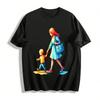 Mom And Toddler Holding Hands Casual Printed T-Shirt Pure Cotton T-shirt