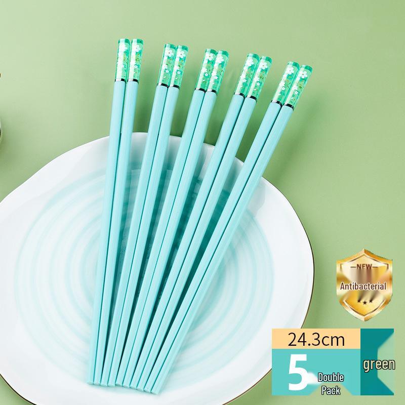 Cherry Blossom Antibacterial Non-slip Red Alloy Chopsticks - Single Pair