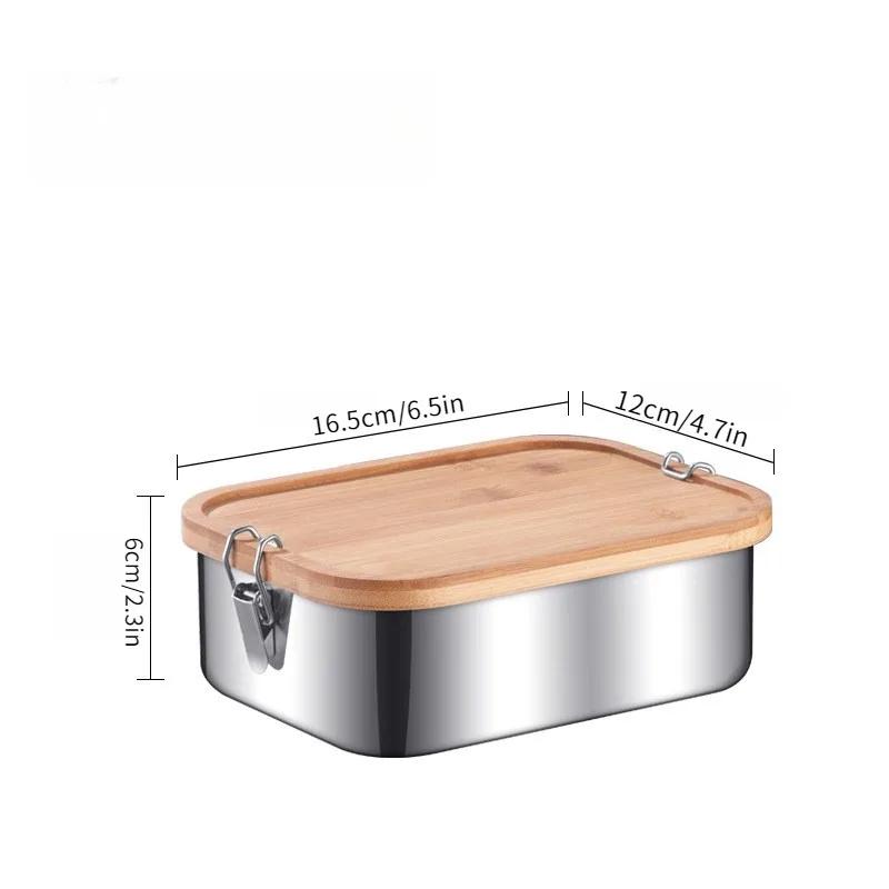 New 304 stainless steel bamboo lid lunch box, Japanese style lid preservation box, lunch box, lunch box, food storage box