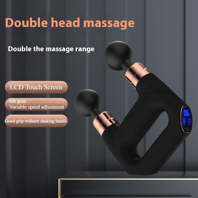 New LCD Style Portable Handheld Mini Fitness Product Electric Muscle Relaxation Double Head Fascia Gun Massager USB Massager Gun