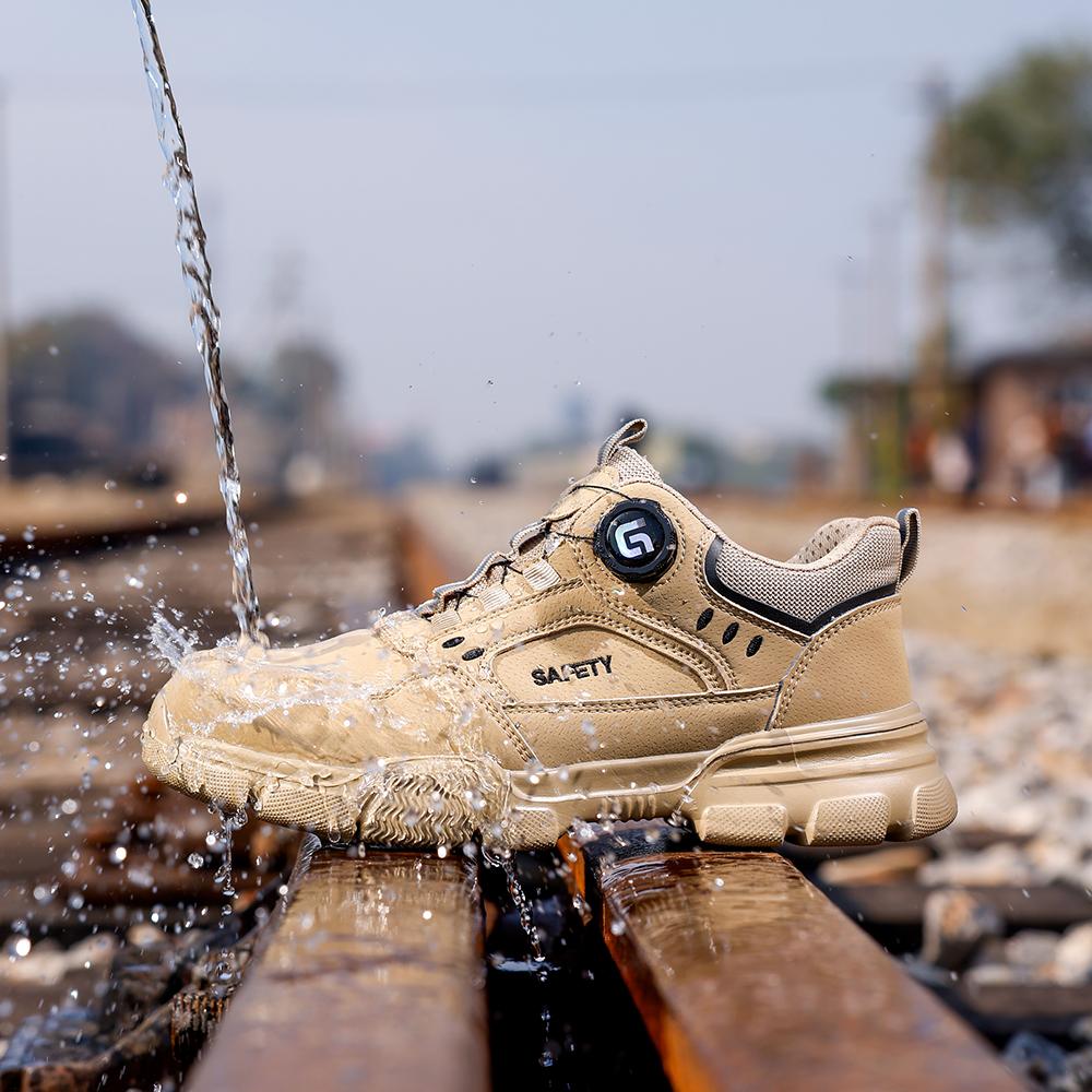 New Security Men's  Shoes Rotating Button Work Boots Waterproof Steel Toe Shoes Puncture-Proof Work Shoes Sneakers Indestructible Shoes