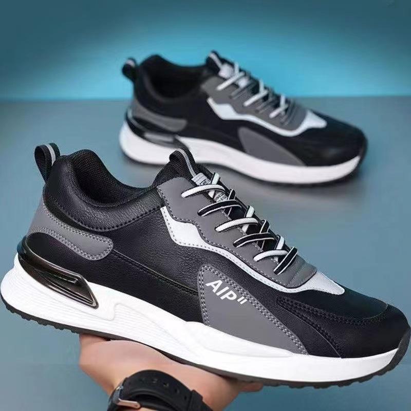 Spring New Men's Shoes Leather Surface Waterproof Sports Casual Shoes Soft Sole Versatile Dad Shoes Travel Shoes