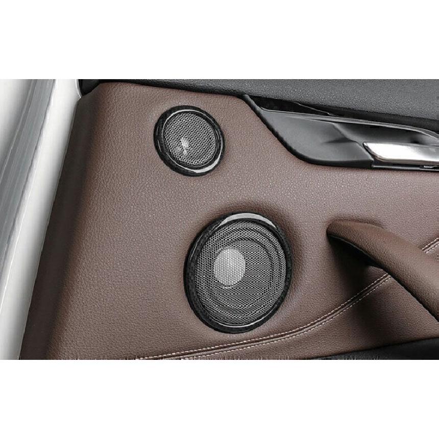 For BMW X1 X2 F48 2016-2022 Carbon Fiber Inner Door Speaker Sound Ring Trim 6PCS