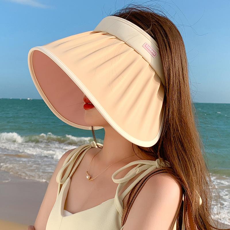 8472 Summer UV protection face covering sun protection hat two-color empty top hat children surround shell large brim sun hat