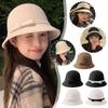New Winter Autumn Women's Bucket French Retro Top Hat British Style Protection Faux Fur Elegant Thermal Fisherman Cap