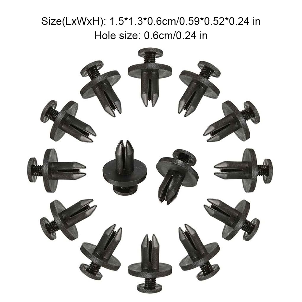 WOSIIKSLL 50pcs Car Fender Retainer Plastic Clips Portable Fasteners Rivets Door Trim Push Pins 6mm Holes for Car
