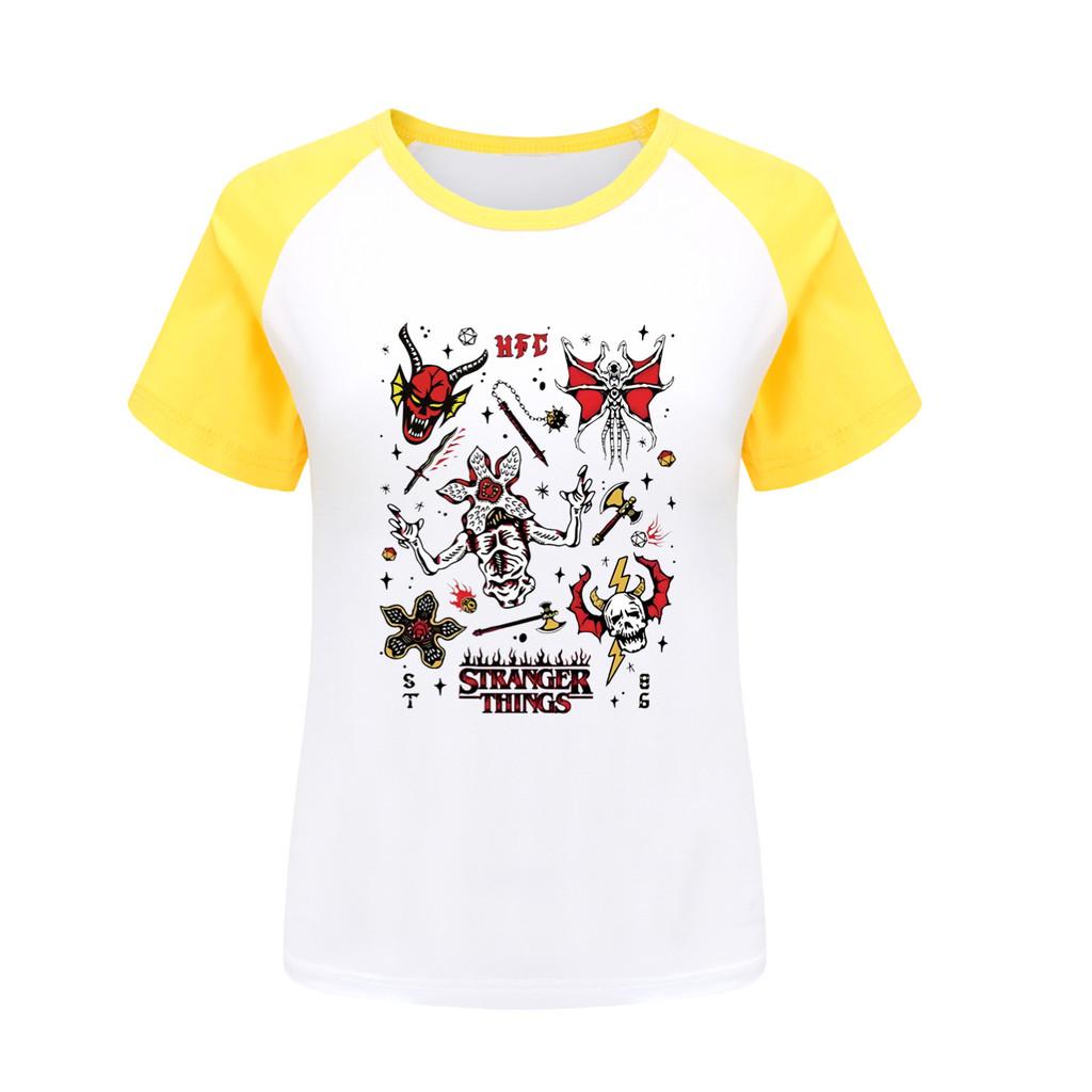5254 Kids Boys Girls Stranger Print Raglan Short Sleeves T-Shirt