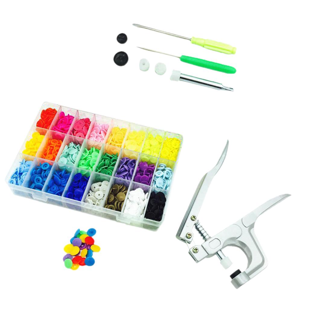 Buy 360 Sets Multicolor T5 Plastic Snaps Fasteners Poppers Buttons + Snap Pliers at affordable