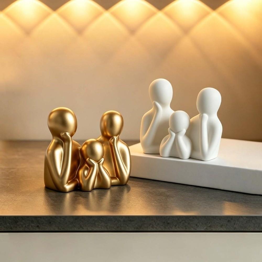 Plastic Abstract Family Sculpture 3D Printed Parent-Child Figurine Bedroom Decor