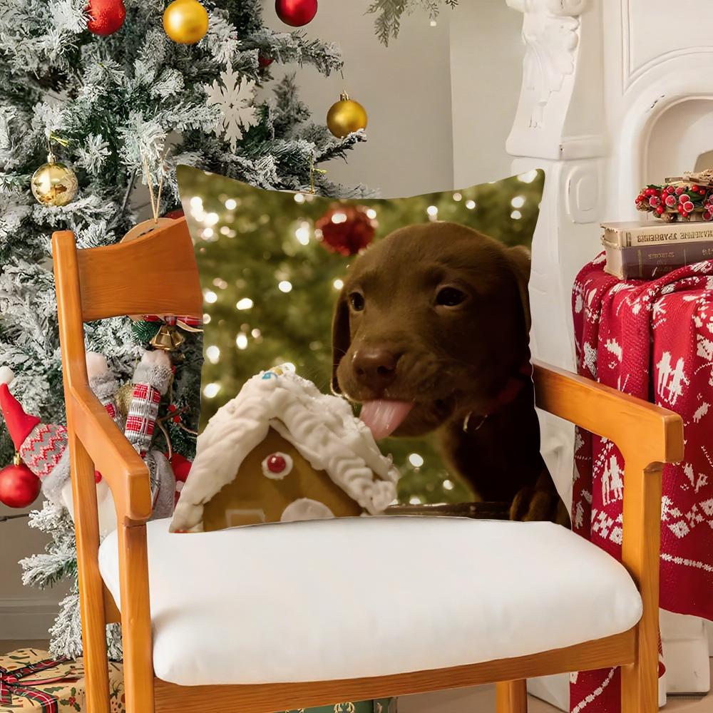 Fantasie und skurrile Tiere Weihnachten Dritter Kissenbezug Seidig Kurzer Plüsch mit Unsichtbarem Reißverschluss Staubdicht Sofa Kissenbezug