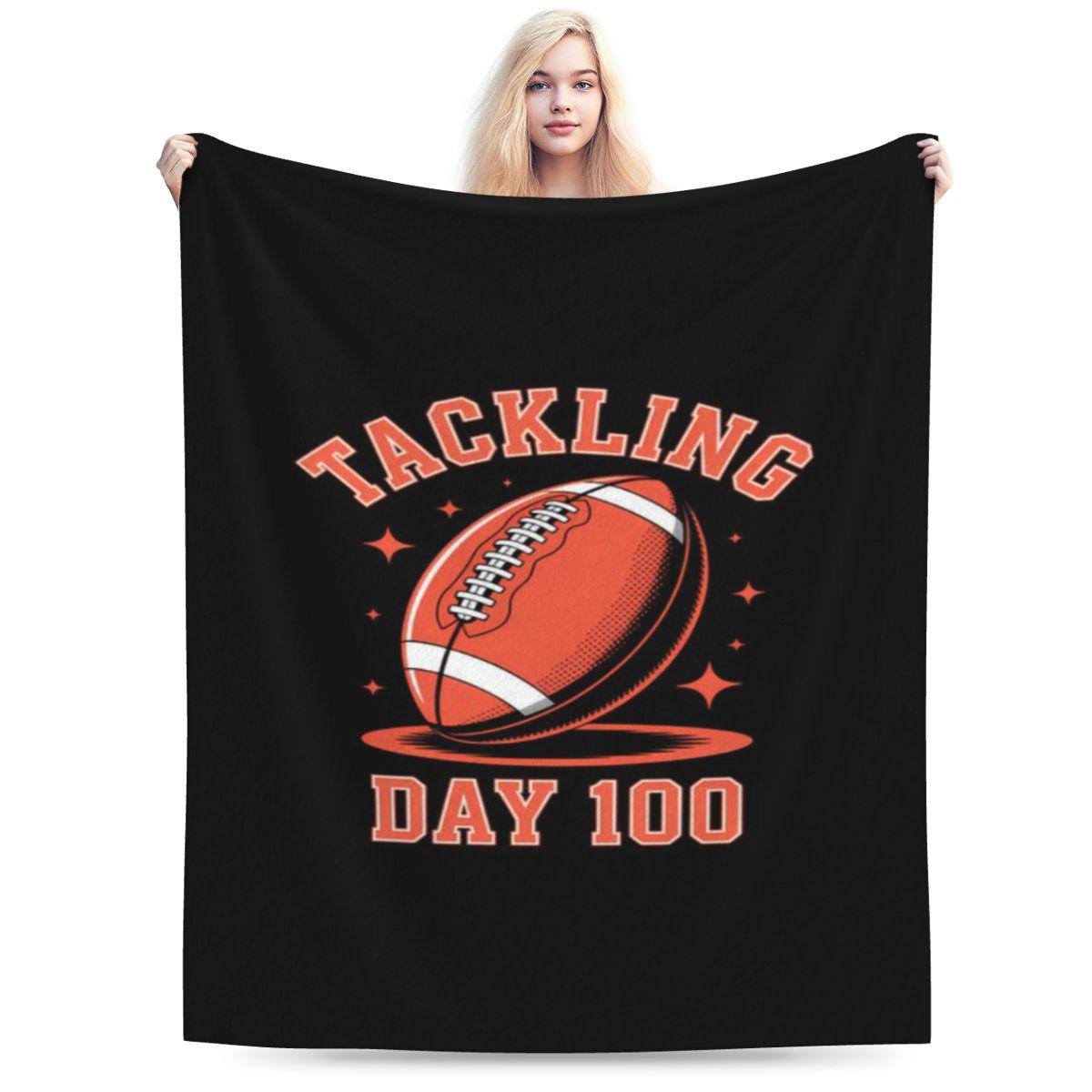 

100th Day Of School Football Sport Player Cute Personalized Warm Party An UltraSoft Micro Fleece Blanket 75x100cm (30x40inch)