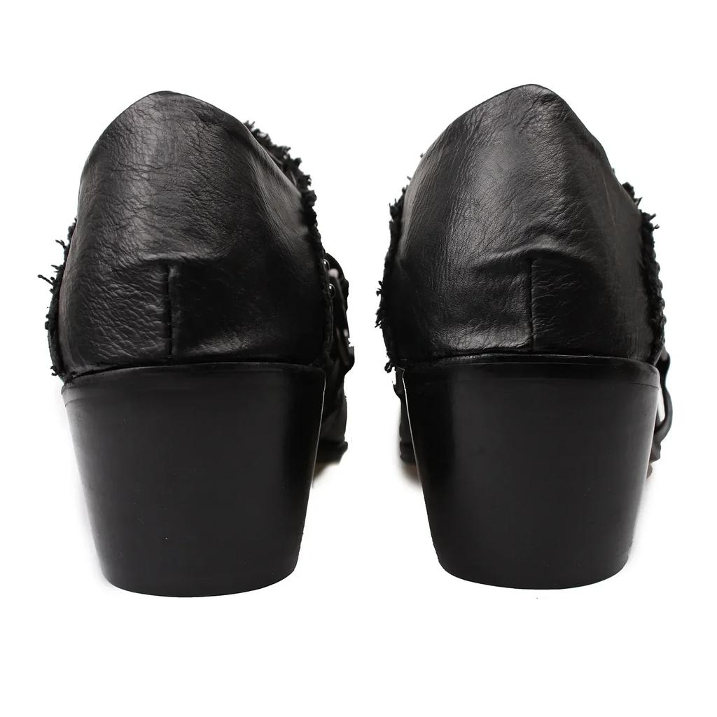 Punk Stil Nietendekor Gürtelschnalle Slipper für Herren Spitzschuh Blockabsatz Flache Slipper Oxfords Männliche Partykleidung Derby Schuhe
