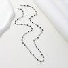 2024 New Fashion Black Glass Long Y-shaped Necklace for Women Fashion Zinc Alloy Color Round Bead Chain Necklaces Zircon Gift