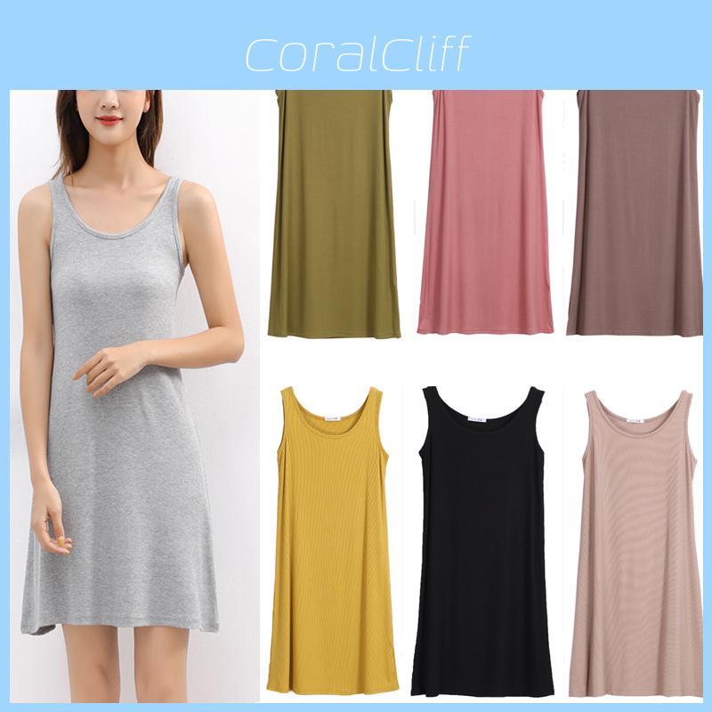 Comfortable Women Loose Midi Dress Long Tank Stretch Casual Sleeveless Design