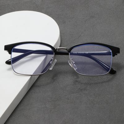 High-Grade Flat Glasses, Square Eyebrow Frame, Business Men'S Anti-Blue Light, Full Frame Personalized Metal Frame, Can Be Equipped With Myopia
