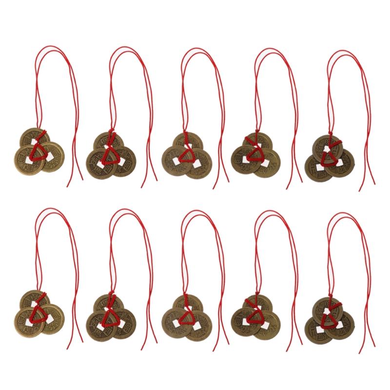 Древний Китайский Узел Красная Веревка Нить Утолщенные Монеты Пяти Императоров Медные Монеты Монеты Удачи Пяти Императоров 1