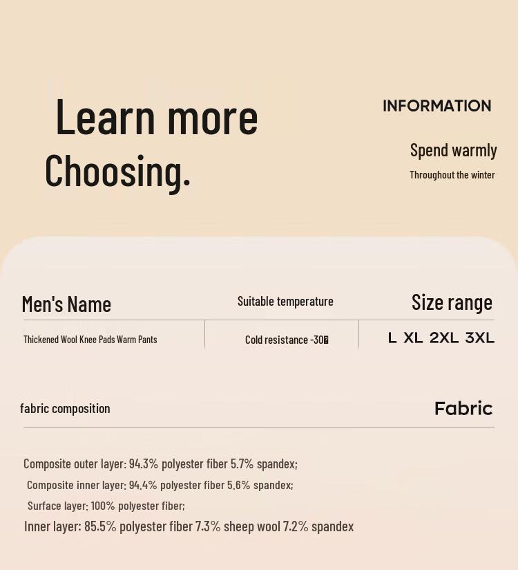 Mao Ren Men's Thickened Fleece-Lined Thermal Pants with Wool Knee Pads