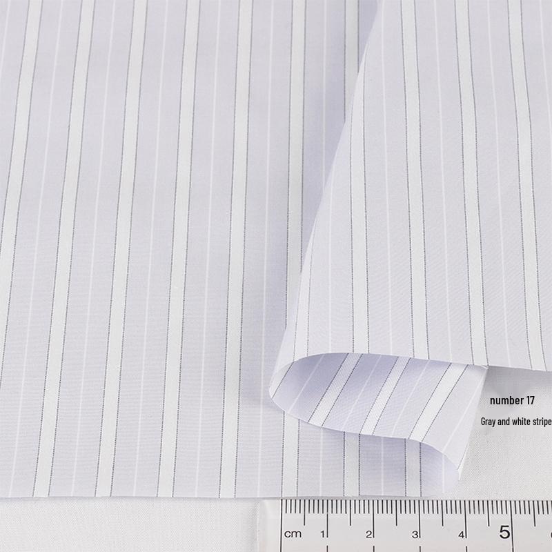 Blue, White, Gray Striped Cotton Fabric for Summer Shirts and Work Dresses