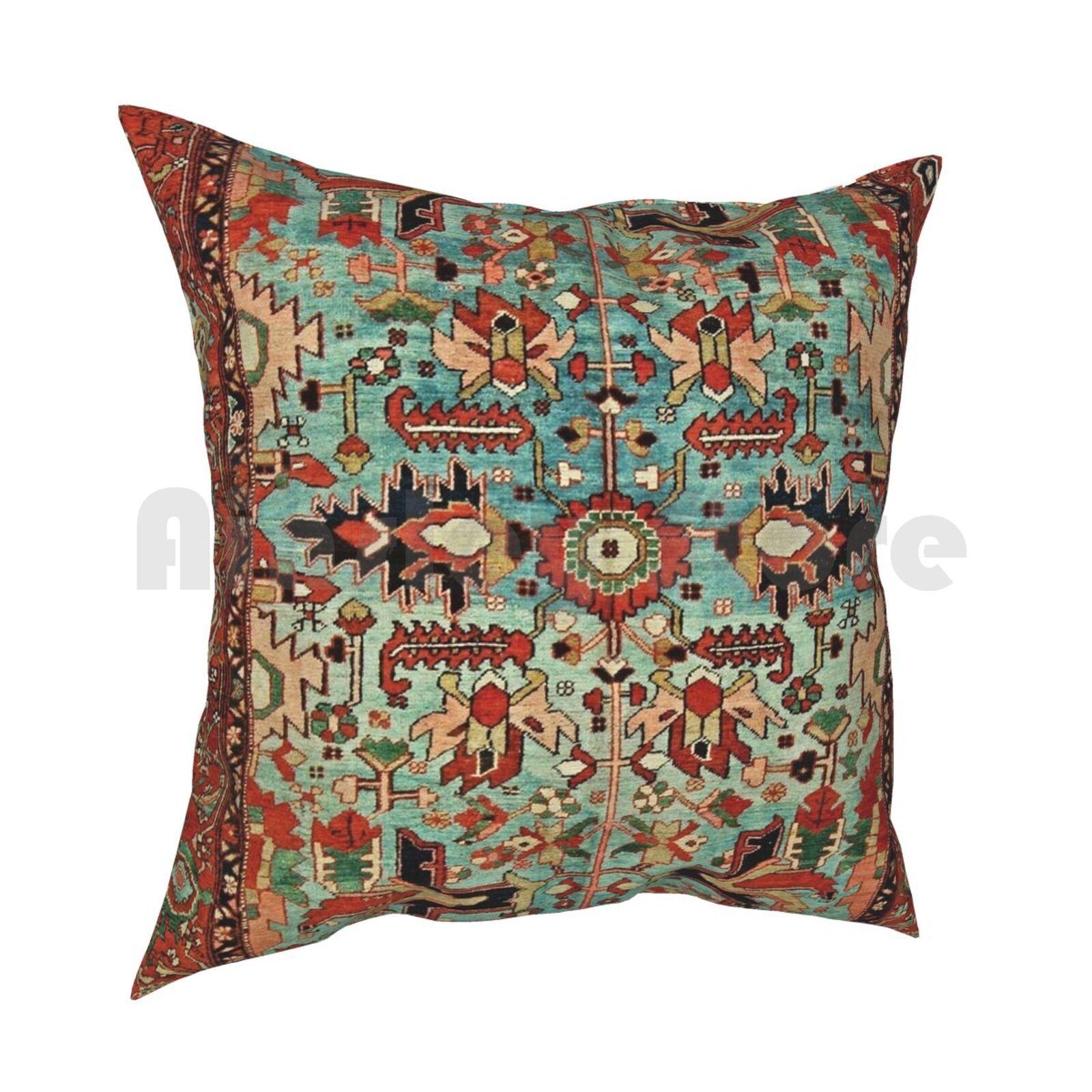 Antique Heriz Persian Carpet Print Pillow Case Printed Home Soft DIY Pillow Cover Vintage Vintage Rug Carpet Persian Heriz 30x30cm 12x12in