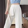 Women's Summer High-Waisted Black Wide-Leg Floor-Length Pants