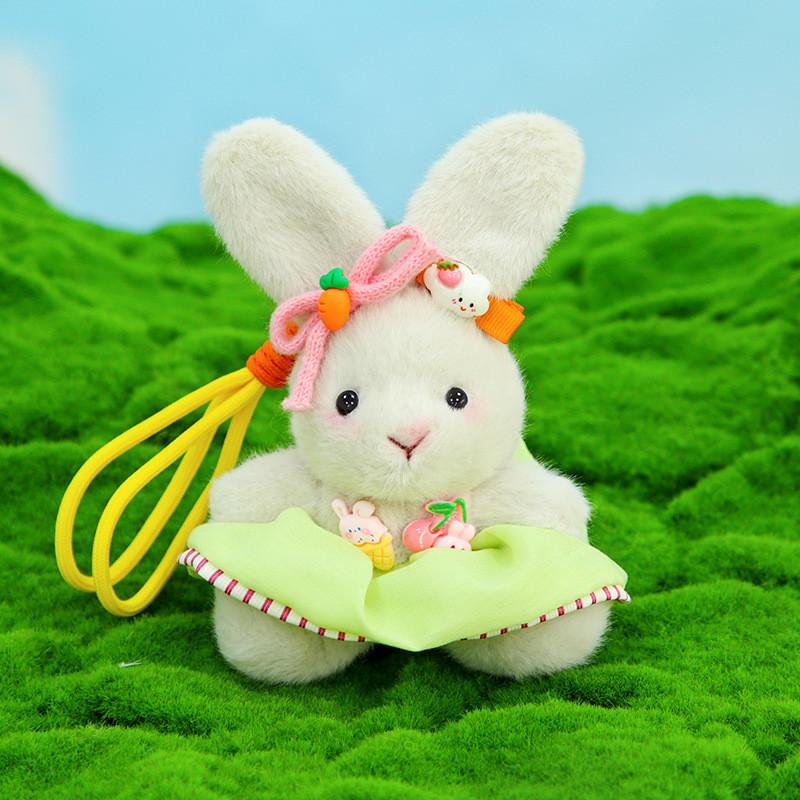 Dress Rabbit Striped Bear Plush Keychain Cartoon Stuffed Animal Keyring Gift