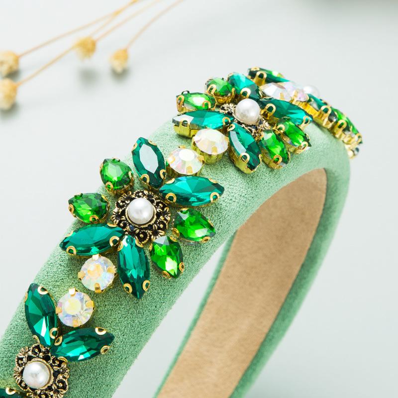 Barocke Kristallblumen-Kopfbedeckung für Damen, breite Krempe, hochwertiges Haarband