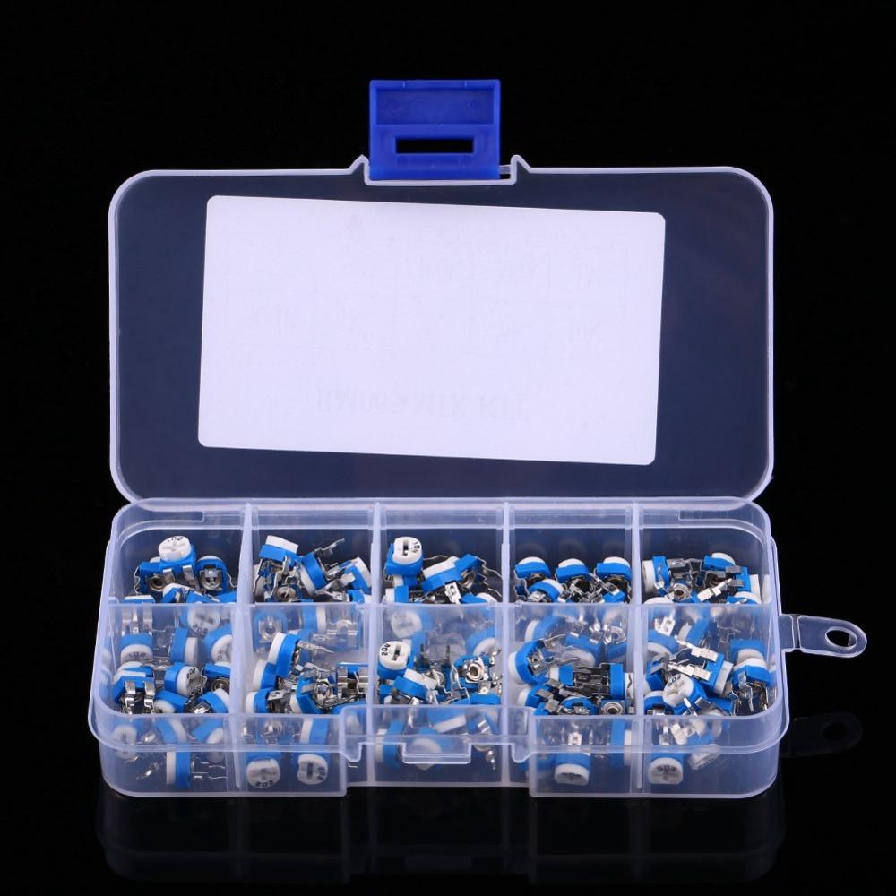 100PCS 10 Values Potentiometer 500ohm-1M ohm Trimpot Trimmer Potentiometer  Electronics Repair