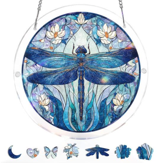 Acrylic Puzzles Sun Catcher Stained Glass Effect Window Hanging Decor Colorful