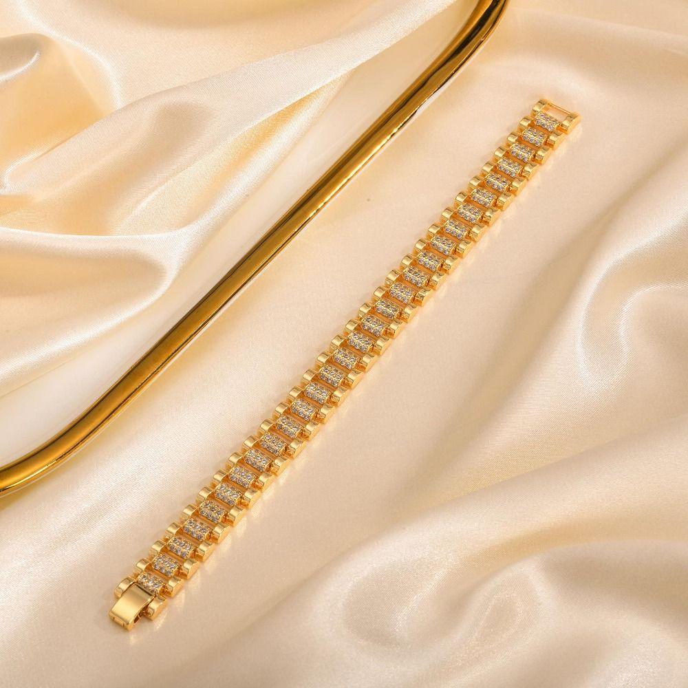 Handmade Paperclip Chain Women Bracelet Jewelry Cubic Zirconia Bangle  Female Lady Girl