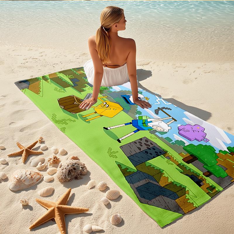 1Pc Adventure Pixel World Beach Towel Quick Dry Multiuse For Beach Pool Gym Yoga Home Travel Christmas Halloween Xmas Gift S1151